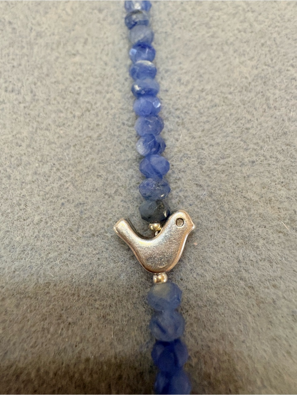 Delicate FacetedBlue Kyanite Beaded Bracelet with Silver Bird Accent 7.5 inches - Picture 3 of 5